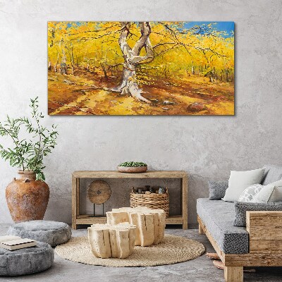 Golden forest in autumn aura Print on canvas