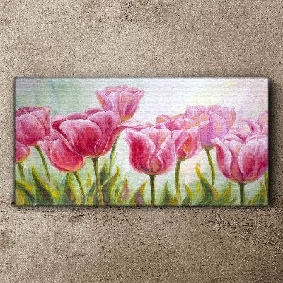 Pink tulips in spring glow Canvas wall art