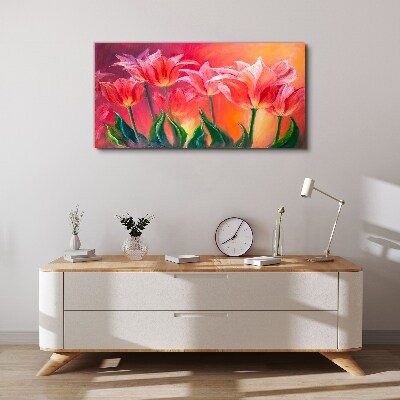 Tulips in shades of pink Print on canvas