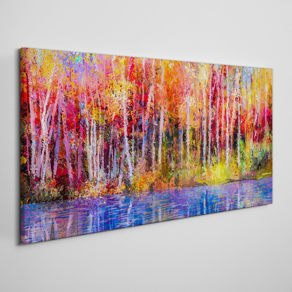 Autumn colors by the lake Canvas wall art