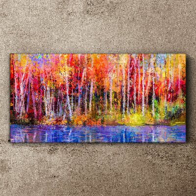 Autumn colors by the lake Canvas wall art