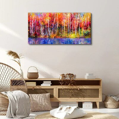 Autumn colors by the lake Canvas wall art