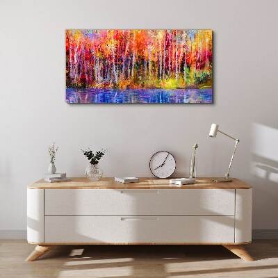 Autumn colors by the lake Canvas wall art