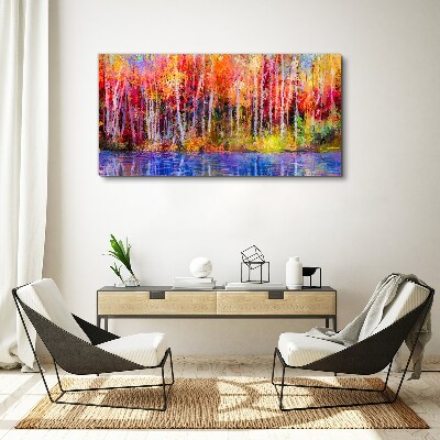 Autumn colors by the lake Canvas wall art
