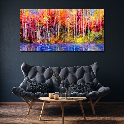 Autumn colors by the lake Canvas wall art