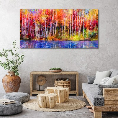 Autumn colors by the lake Canvas wall art