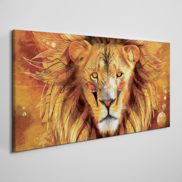 Lion in Golden Majesty Print on canvas