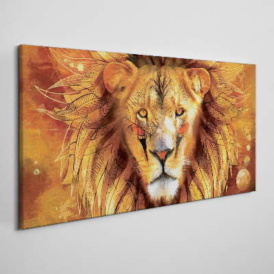 Lion in Golden Majesty Print on canvas