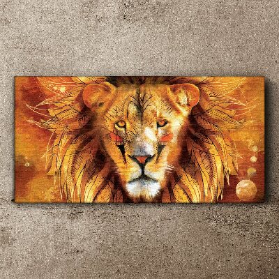Lion in Golden Majesty Print on canvas