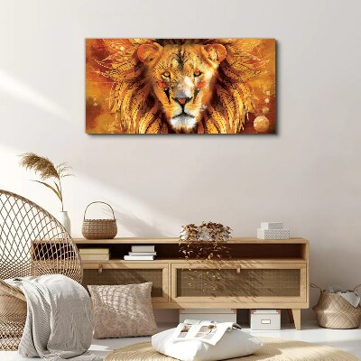 Lion in Golden Majesty Print on canvas