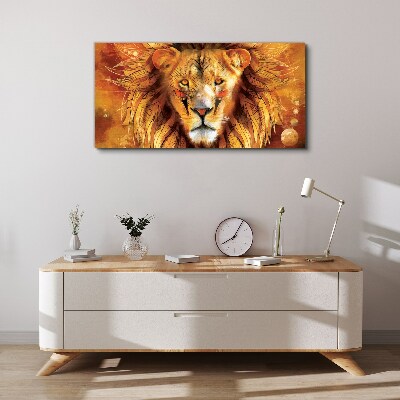 Lion in Golden Majesty Print on canvas