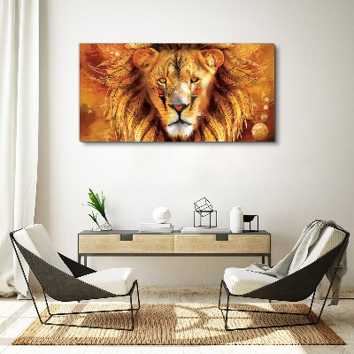 Lion in Golden Majesty Print on canvas