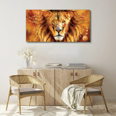 Lion in Golden Majesty Print on canvas