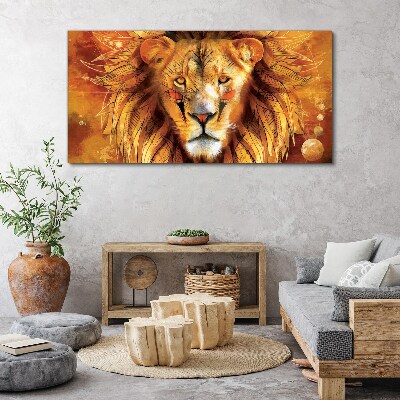 Lion in Golden Majesty Print on canvas