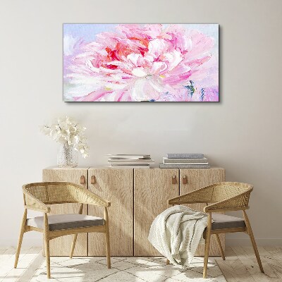 Pink peony with a delicate glow Canvas wall art