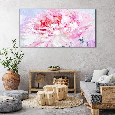 Pink peony with a delicate glow Canvas wall art