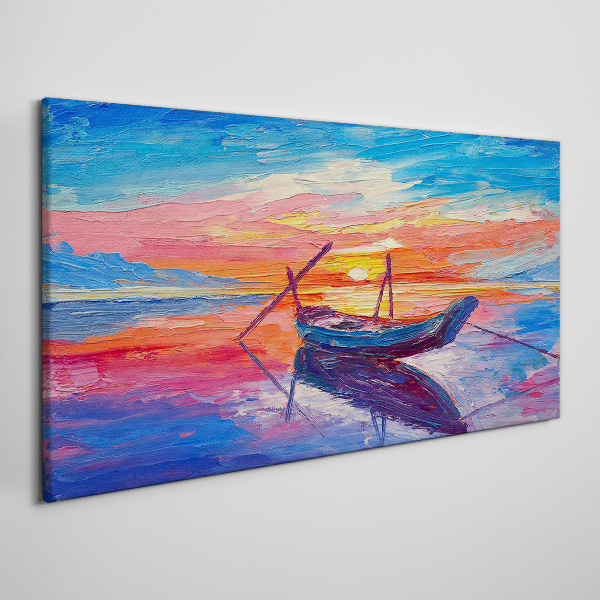 Sunset over calm water Print on canvas