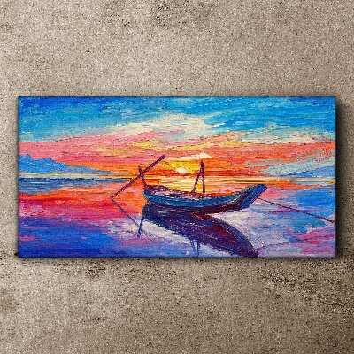 Sunset over calm water Print on canvas