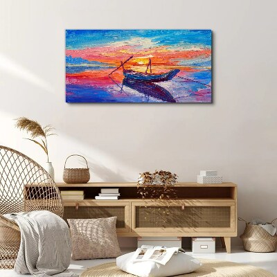 Sunset over calm water Print on canvas