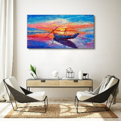 Sunset over calm water Print on canvas
