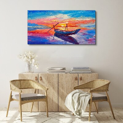 Sunset over calm water Print on canvas