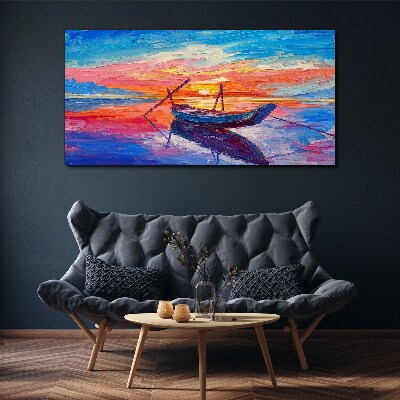 Sunset over calm water Print on canvas
