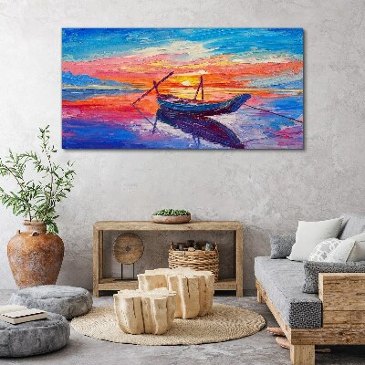 Sunset over calm water Print on canvas