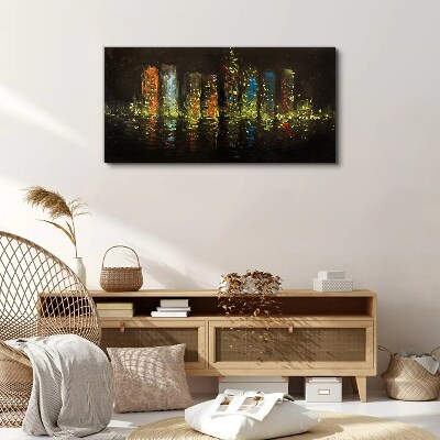 The city at night in the glow of lights Print on canvas