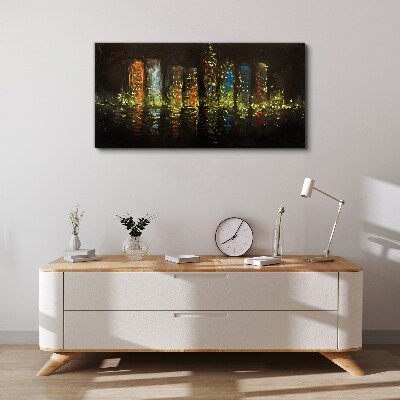 The city at night in the glow of lights Print on canvas