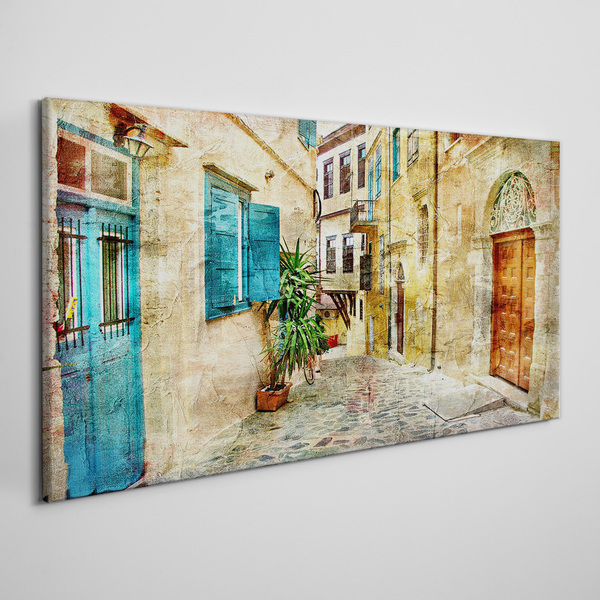 Charming streets in pastel colors Canvas wall art
