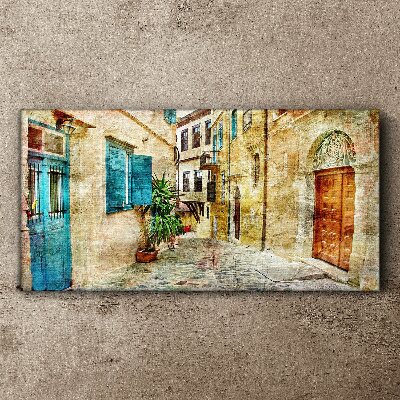 Charming streets in pastel colors Canvas wall art
