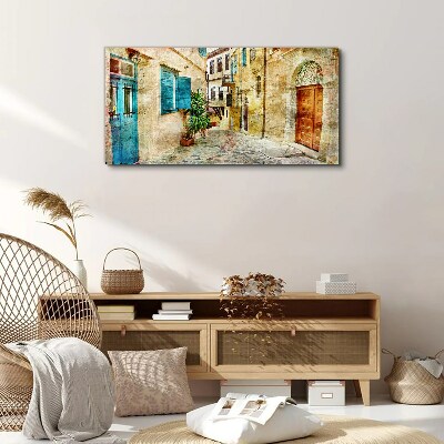 Charming streets in pastel colors Canvas wall art