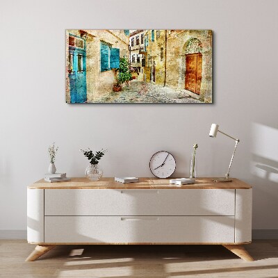 Charming streets in pastel colors Canvas wall art