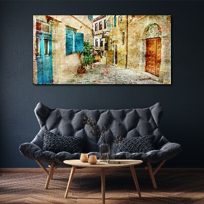 Charming streets in pastel colors Canvas wall art