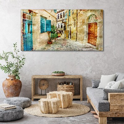 Charming streets in pastel colors Canvas wall art