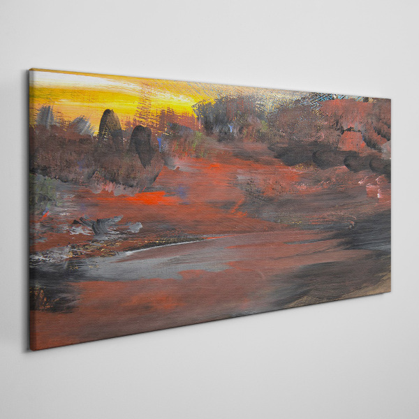 Sunset over a volcanic landscape Canvas wall art