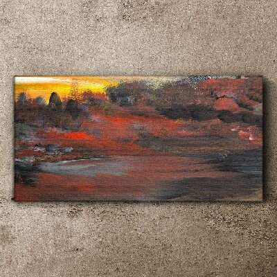 Sunset over a volcanic landscape Canvas wall art