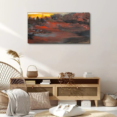 Sunset over a volcanic landscape Canvas wall art