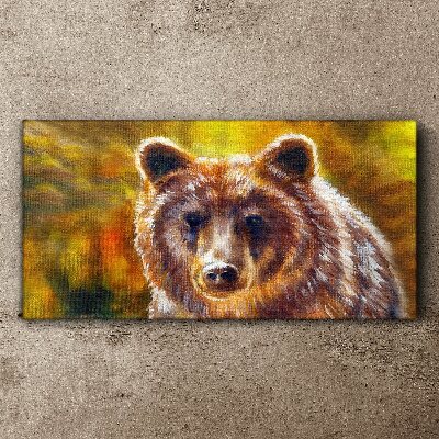 Face of a bear in golden tones Print on canvas