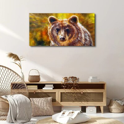 Face of a bear in golden tones Print on canvas