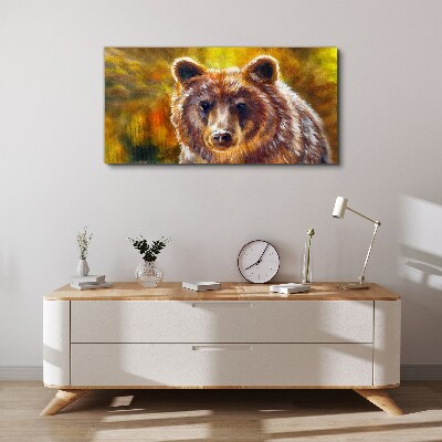 Face of a bear in golden tones Print on canvas