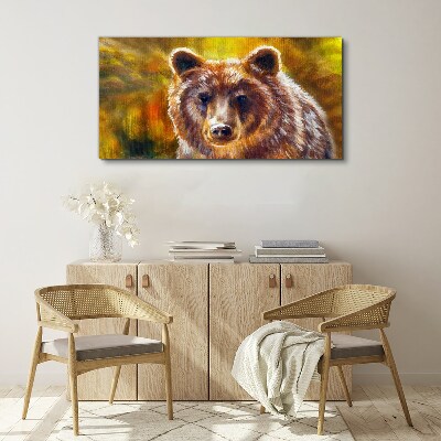 Face of a bear in golden tones Print on canvas