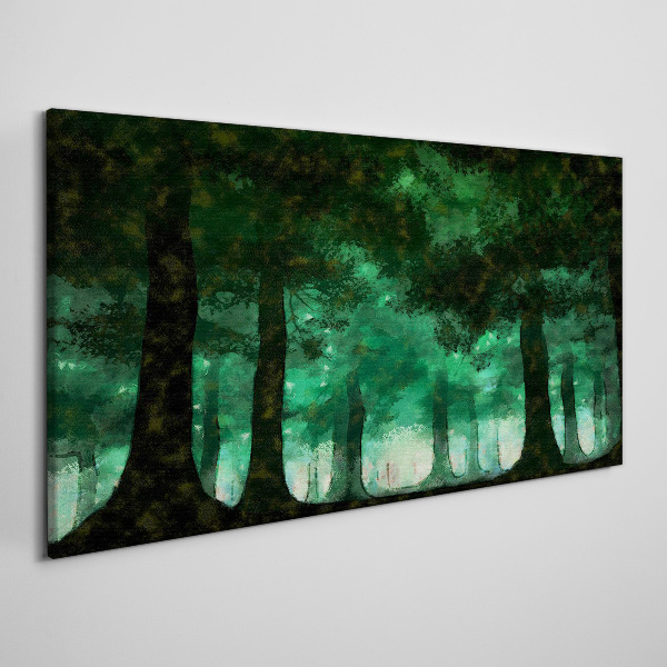 Green forest in misty light Canvas wall art