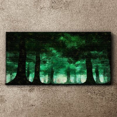 Green forest in misty light Canvas wall art