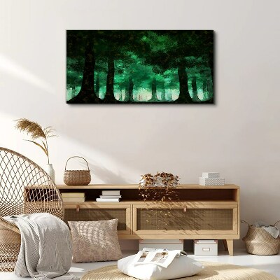 Green forest in misty light Canvas wall art