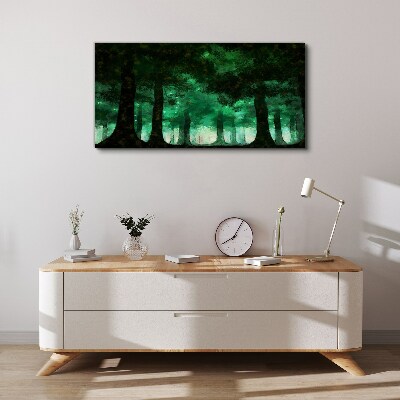 Green forest in misty light Canvas wall art