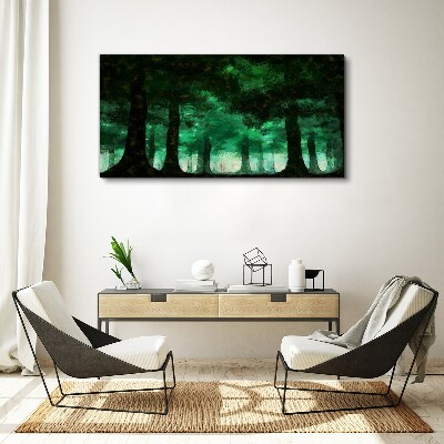 Green forest in misty light Canvas wall art