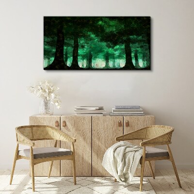 Green forest in misty light Canvas wall art