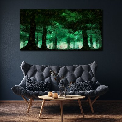 Green forest in misty light Canvas wall art