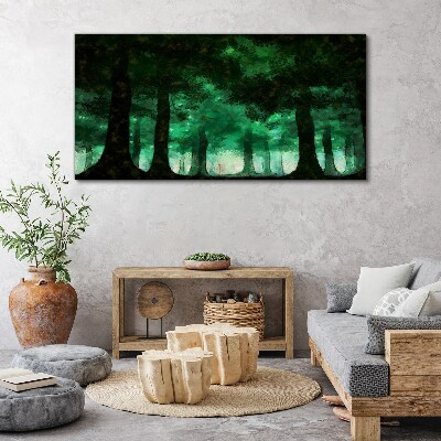 Green forest in misty light Canvas wall art